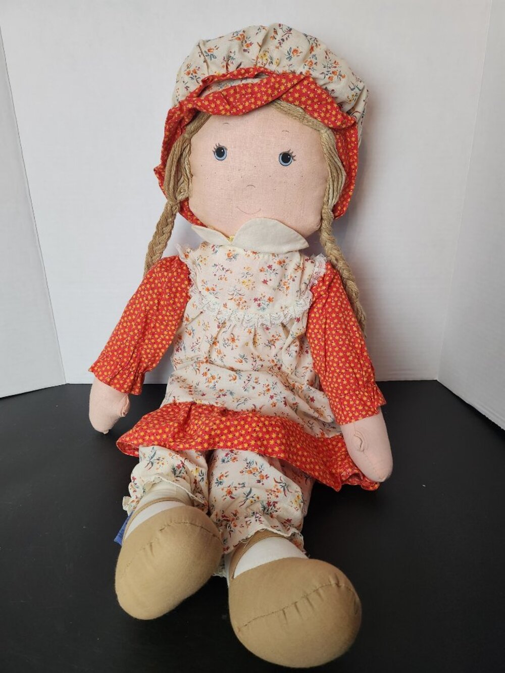 Vintage 70s Holly Hobbie Friend Carrie Large Rag Doll Knickerbocker Ganz